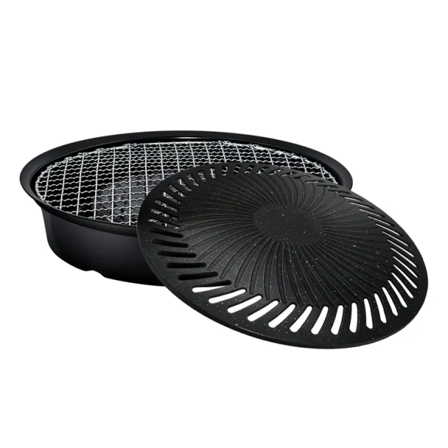 Indoor Outdoor Round bbq Grill Pan Non-stick Electric Baking Pan Korean Roasting Grill Plate