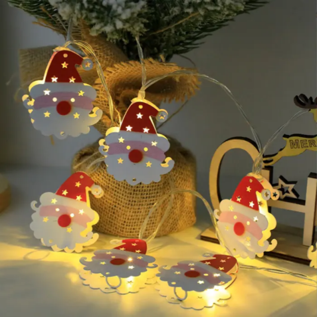 Wholesale Metal Snowflake Elk Bells Battery Operated Fairy Christmas Tree Lights Garden Led String Lights For Holiday Decoration