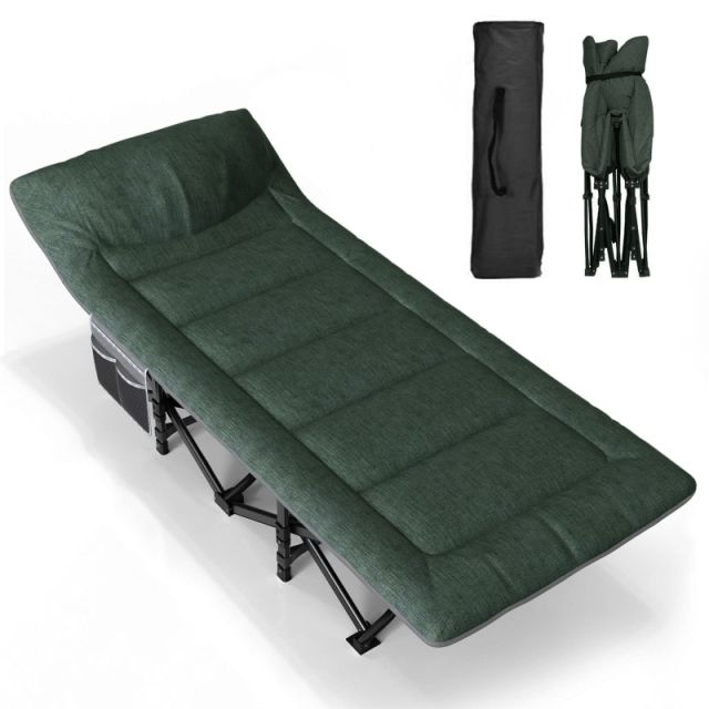 Mattress and Pillow Two in One Portable Folding Stable and Folding Metal Camping Cot with Soft and Comfortable Mattress