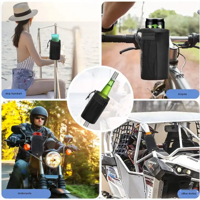 New design Bike Water Bottle Holder Bicycle Drink Cup Holder Hanging Bag with Mesh Pockets