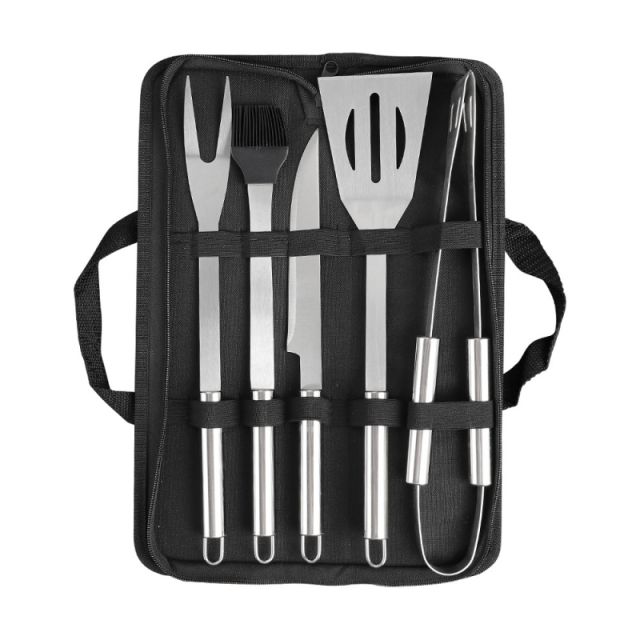 BBQ Multi Tools Outdoor Portable Handbag Stainless Steel 6-Piece Barbeque Grill Accessories Set