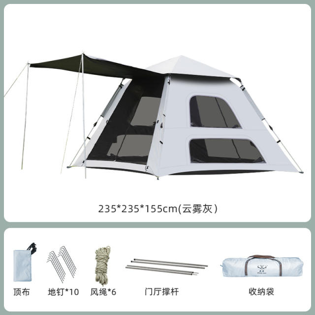 Shengyuan Autumn Camping Automatic Quick Open Park Tent with Lobby Silver Black Glue Outdoor Camping Tent Set
